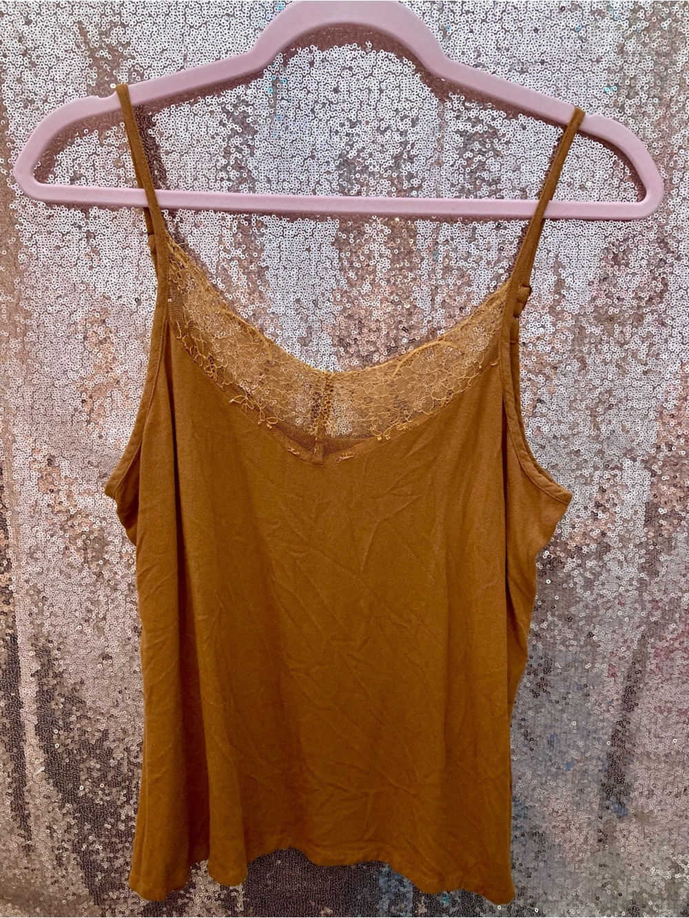 Idyllwind Lace-Trim Spaghetti Strap Cami - Burnt Orange